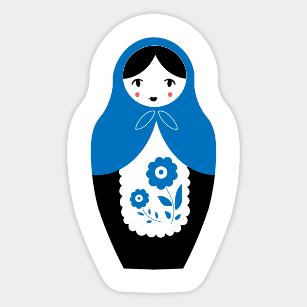 Matryoshka Nesting Doll, Blue Sticker by BeanstalkPrints